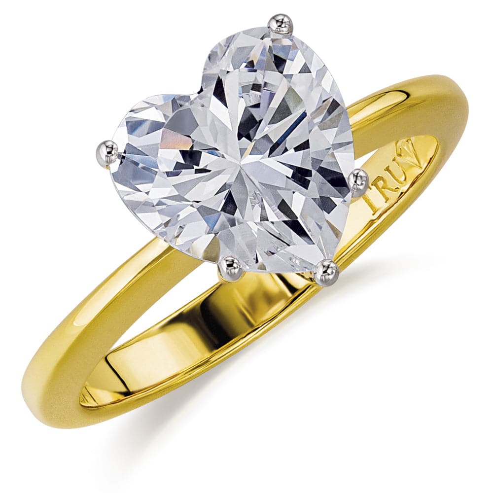 2.5 ct. Heart Solitaire Ring 18ct Gold Clad
