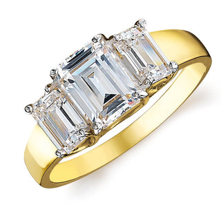 6 Carat Emerald Cut Trilogy Ring