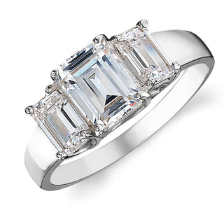 6 Carat Emerald Cut Trilogy Ring