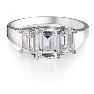 6 Carat Emerald Cut Trilogy Ring