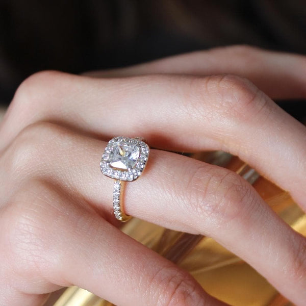 Cushion Cut Halo Ring