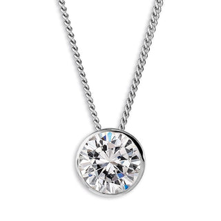 Bezel Set Solitaire Pendant Platinum Clad