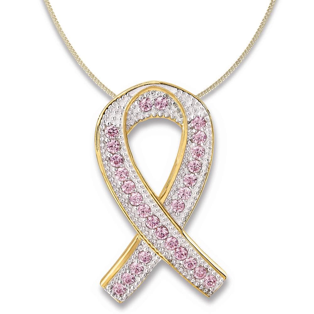 Pink Ribbon Pendant 18ct Gold Clad
