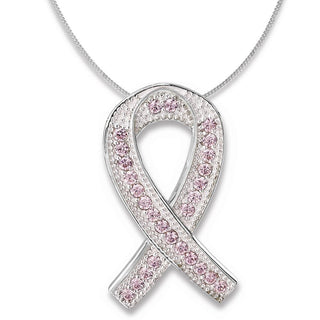 Pink Ribbon Pendant Platinum Clad