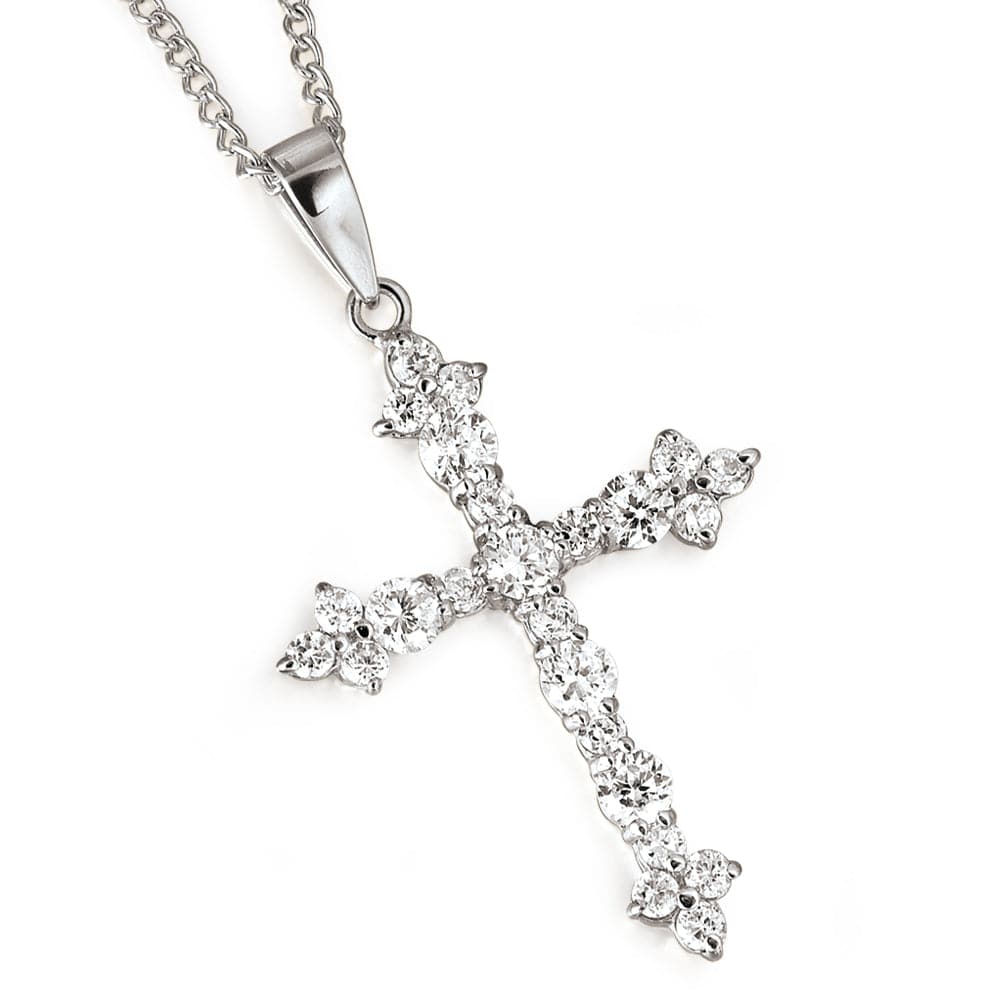 Shimmering Cross Pendant  Platinum Clad