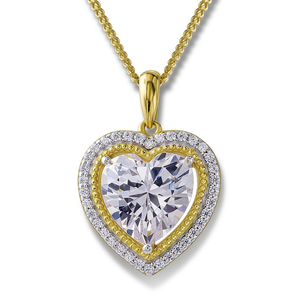 2.5 ct. t.w. Halo Heart Pendant 18ct Gold Clad