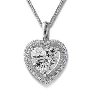 2.5 ct. t.w. Halo Heart Pendant Platinum Clad