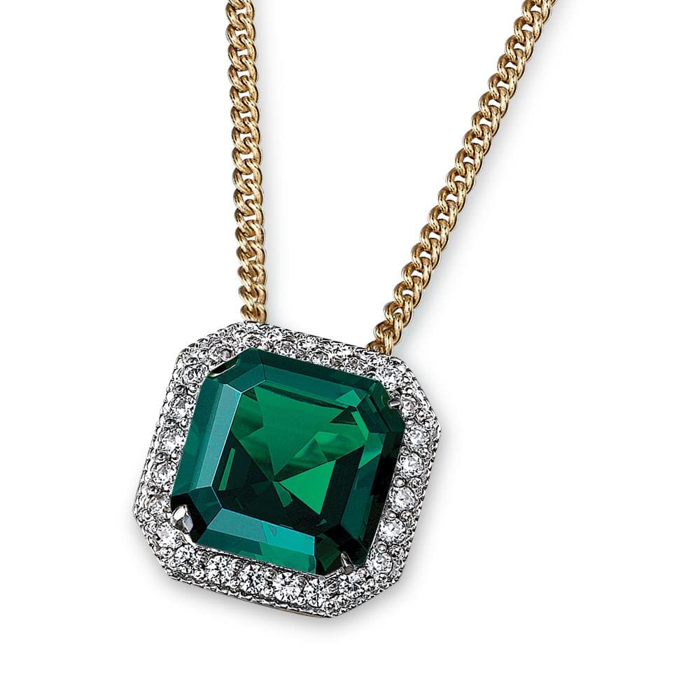 Asscher  Emerald Pendant 18ct Gold Clad