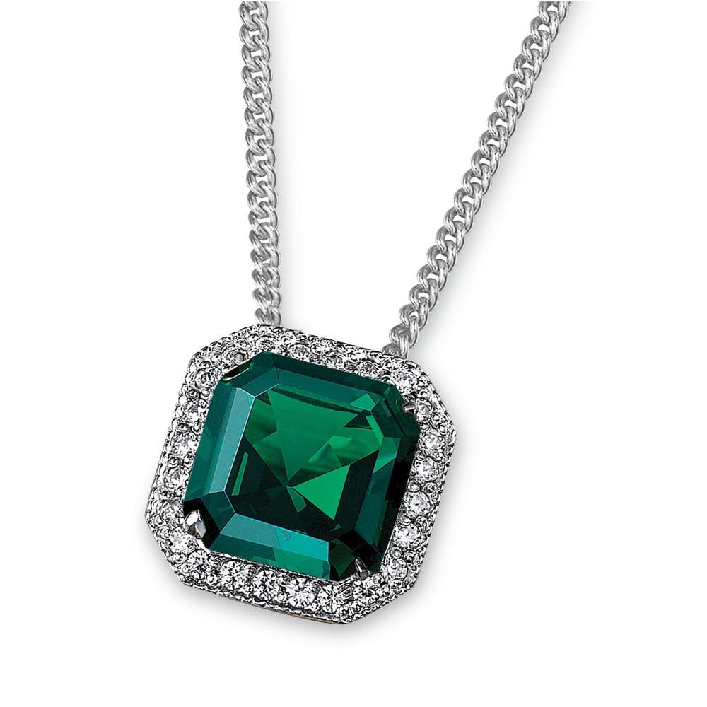 Asscher  Emerald Pendant Platinum Clad