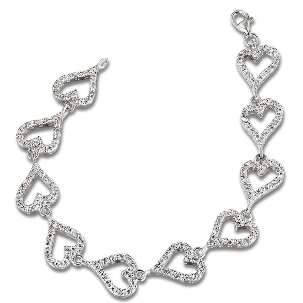 Bonded Hearts Bracelet Platinum Clad